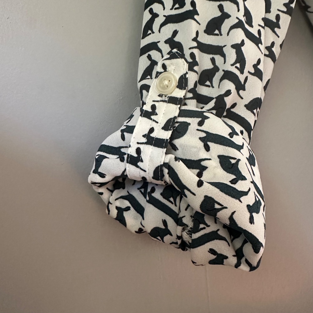 Flowy Rabbit Print Button Up Blouse - image 5